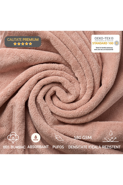 OEM Set of 4 premium quality towels, 580 g/m², 100% cotton, super soft, OEKO-TEX certified