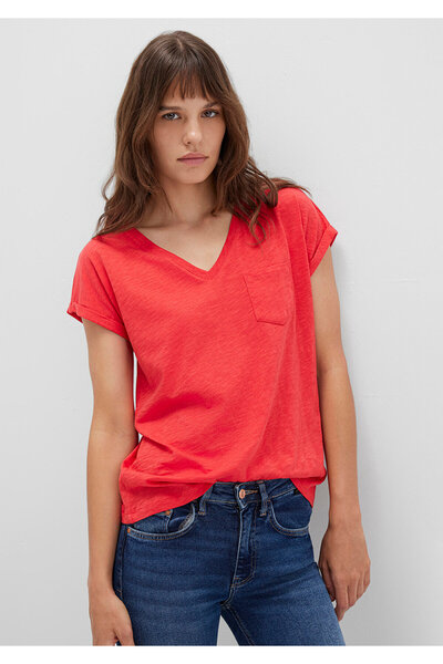 Mavi Rotes Basic T-Shirt mit V-Ausschnitt Loose Fit / Loose Relaxed Fit1600961-71083