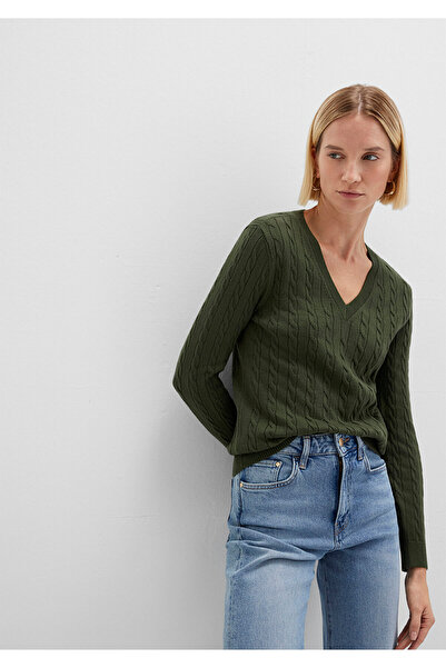 Mavi V Neck Khaki Sweater Slim Fit / Tight Cut 1710340-71551