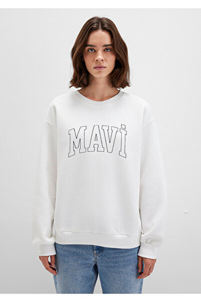 Mavi Weißes Sweatshirt mit Logo-Aufdruck1611192-70057
