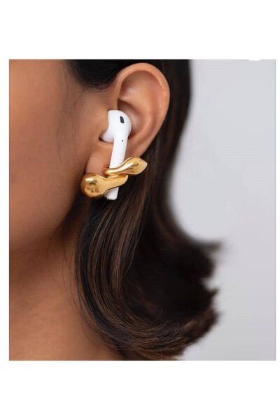 Acousticworld AirPods Kulaklık Tutucu Küpe, 24 Ayar Altın Kaplama Hediyelik Eşya