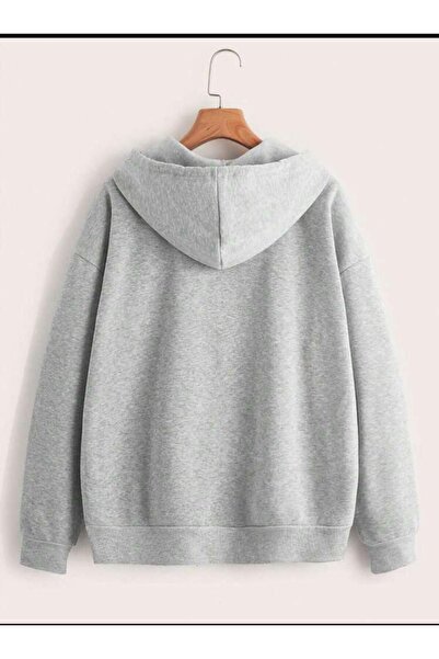 SELENA BUTİK Unisex Zippered Gray Cardigan