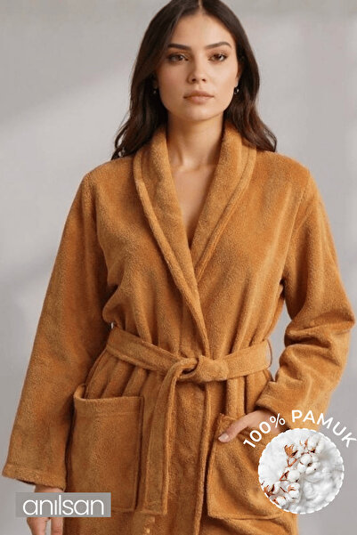 Anılsan 100% Cotton Unisex Orange - Şalyaka Hotel Bathrobe, Ideal for Spa, Suitable for Daily Use