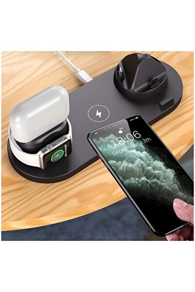 OEM Charging Station (Wireless), 6 in 1 for iPhone Lightning/Apple Watch/AirPods - Black