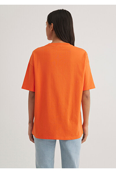 Mavi Pomarańczowa koszulka z nadrukiem z logo Regular Fit / Regular Fit1611193-70485