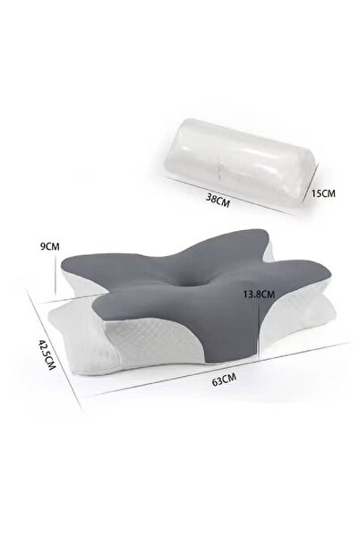 NKX وسادة فراشة كبيرة الحجم من ورق كرافت باللونين الرمادي والأبيض، 63*42.5*13.8 سم