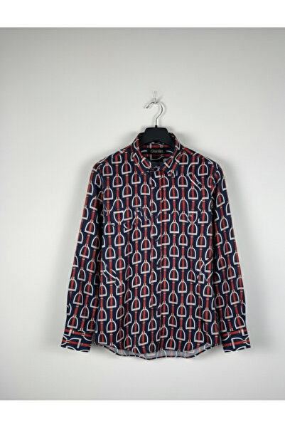 YusGos Long Sleeve Cotton Easy-Iron Belt Pattern Regular Fit Premium Men's Shirt Red XL