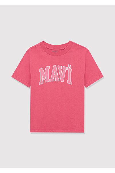 Mavi Rosafarbenes T-Shirt mit Logo-Print, reguläre Passform / normaler Schnitt 7610109-71088