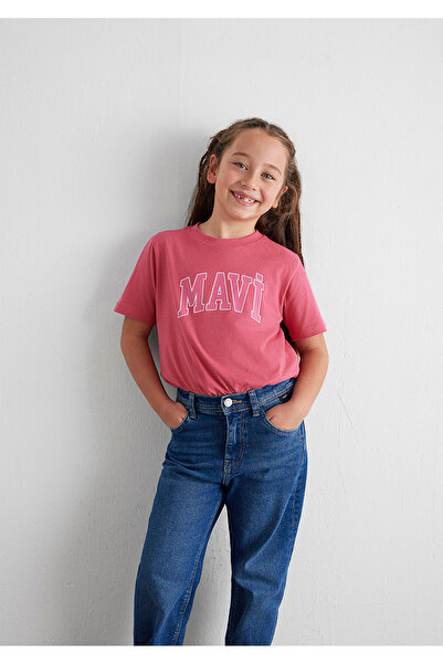 Mavi Rosafarbenes T-Shirt mit Logo-Print, reguläre Passform / normaler Schnitt 7610109-71088