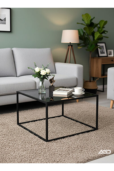 AGD Coffee Table,Side Table, Modern Small Square Simple Coffee Table for Living Room ,Glass