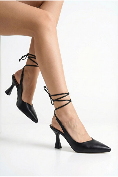 Gate29 Kadın Ipli Klasik Topuklu Ayakkabı Berry Star Gate Shoes-siyah