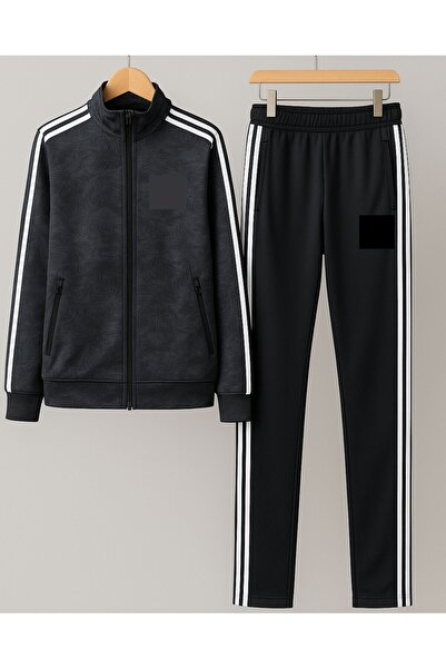 YusGos Women's Zippered Scuba Fabric High Quality Bottom Top Leafed Sports Tracksuit Set (Anthracite) Anthracite