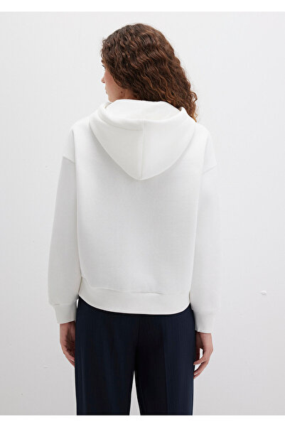 Mavi Logo Printed Hooded Ecru Sweatshirt 168334-81964