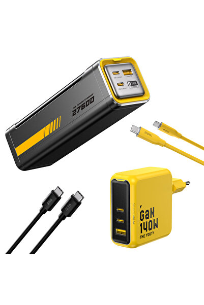 Aohi Youth 140W 3 Portlu Şarj Adaptörü,27.600 mAh 240W PD3.1 Powerbank, 140W ...