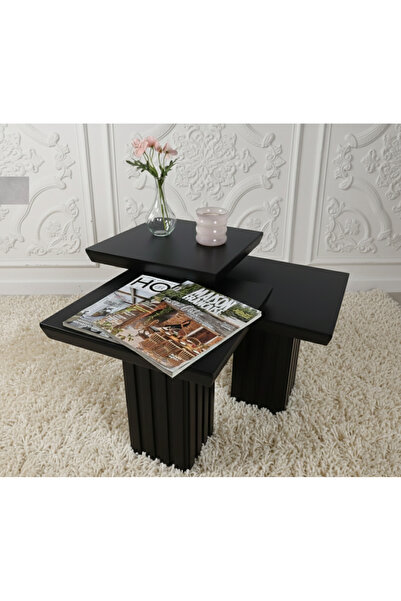kuppdesign Neva Yan Sehpa Siyah 3'lü Set