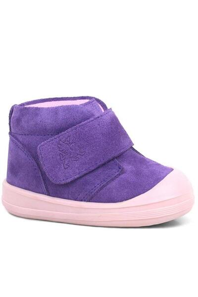 Rakerplus Yoohoo Genuine Leather Purple Powder Velcro Baby Girl Boots