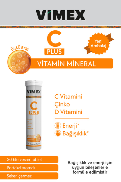 Prp İlaç Msl Vimex C Plus Üçlü Etki 20 Efervesan Tablet