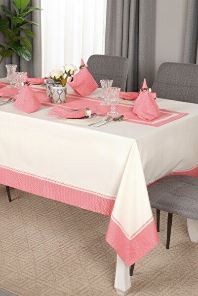 Finezza Σετ επιτραπέζιας έπιπλας από βαμβακερό ύφασμα Armine, κρεμ κόκκινο. 8...