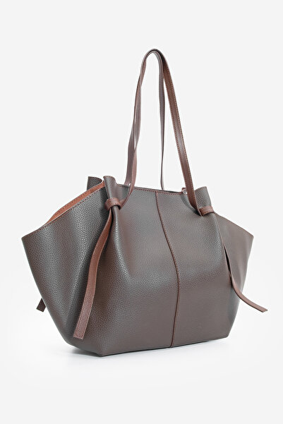 Marjin Women's Shopper Shoulder Bag with Inner Bag and Zipper Detvis Brown