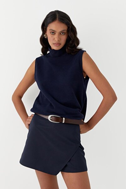 MARKALİSTE Knitwear Look Knitted Blouse Navy Blue