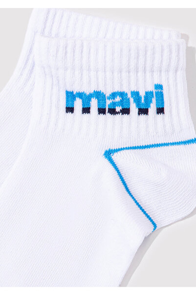 Mavi Logo Printed White Socks 092523-620