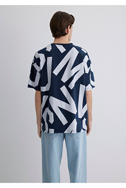 Mavi MVJNS Bedrucktes T-Shirt in Marineblau, Übergröße / Weite Passform 0610271-70490