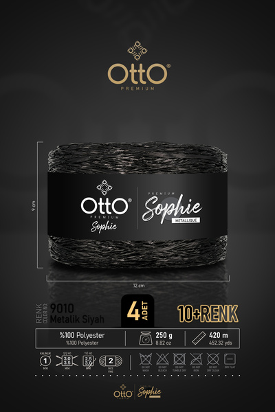 Otto خيط سويفي ميتاليك فاخر - أسود - عبوة من 4 قطع - 1 مم/250 جرام/420 متر - ...