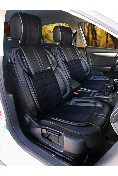 KONFORUM Oto Koltuk Kılıfı Vip Deri Ve Kumaş Set Siyah Renk