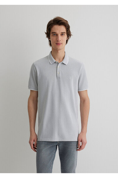 Mavi Graues Polo-T-Shirt mit Streifendetail, Slim Fit / Slim Fit 065900-34019