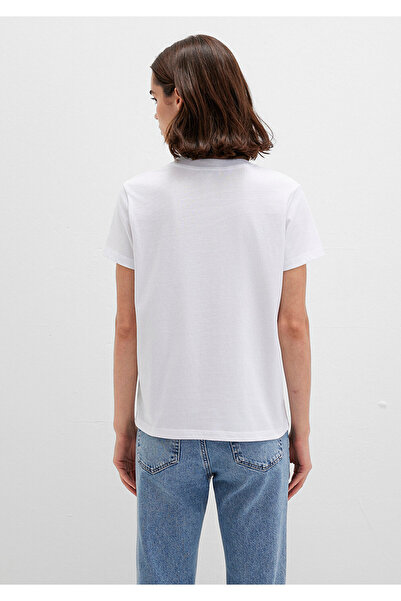 Mavi Weißes T-Shirt mit Miav-Aufdruck, reguläre Passform / normaler Schnitt 1610622-620