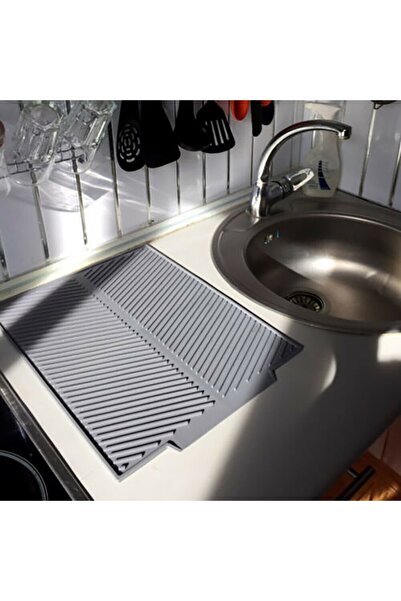 Universal Silicone tray for dish drying, sink organizer, 39x25cm, anthracite gray