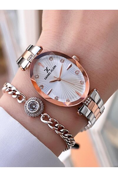 Daniel Klein Oval Special Case Gold Steel Cord 30 Mt Water Resistant Women's Wristwatch Bracelet