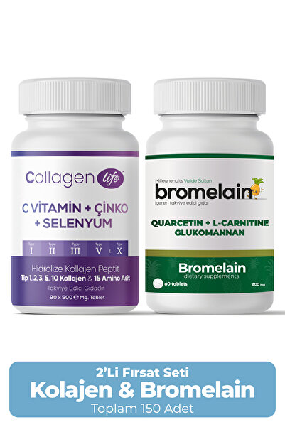 COLLAGEN LIFE 5 Tip Kolajen & Bromelain Tablet Seti