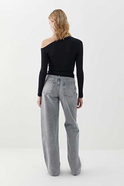 MARKALİSTE Boat Neck Off Shoulder Blouse Black