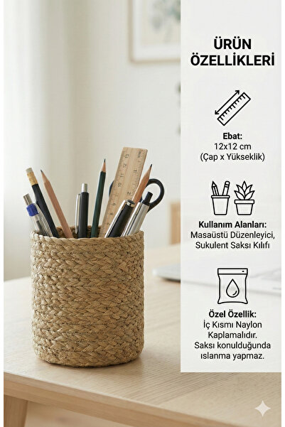 sever ithalat Doğal Liflerden Örme Yuvarlak Sepet Saksı, 6 Farklı Ebatlarda Tekli Satış