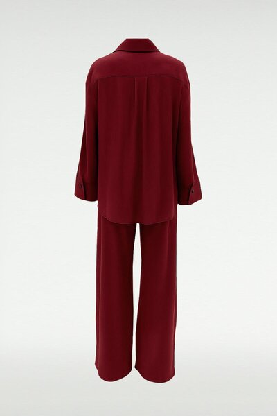 MARKALİSTE Sleeve Detailed Shirt Trousers Suit Burgundy