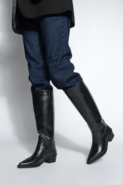 Marjin Γυναικείες μπότες Western χωρίς φερμουάρ με μυτερή μύτη Mivez Μαύρο