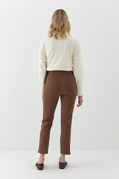 MARKALİSTE Elastic Waist Gabardine Trousers Brown