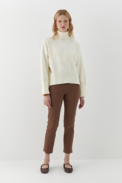 MARKALİSTE Elastic Waist Gabardine Trousers Brown