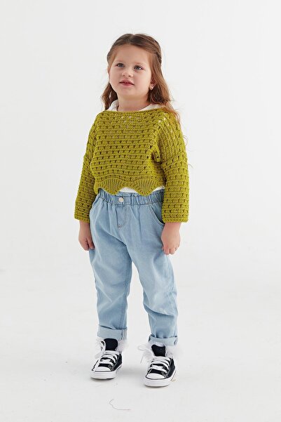 MARKALİSTE Oil Green Crop Knitwear Kids