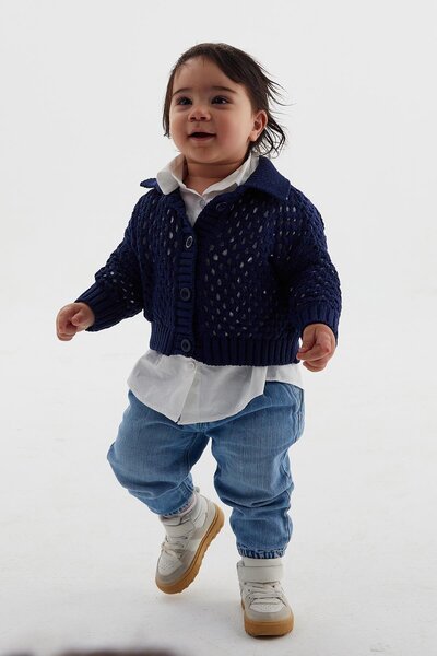 MARKALİSTE Navy Blue Children's Knitwear Cardigan