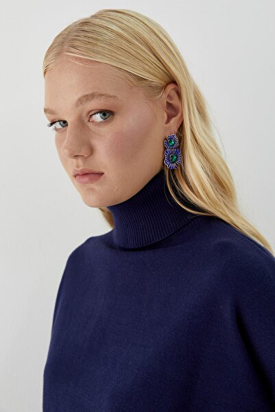 MARKALİSTE Basic High Neck Knit Sweater Navy Blue