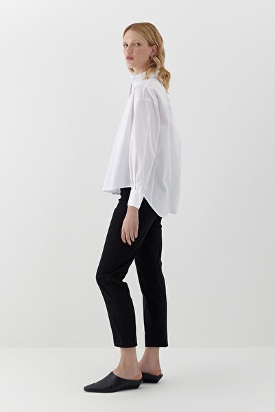 MARKALİSTE Pocket Detailed Shirt with Stone Detail White