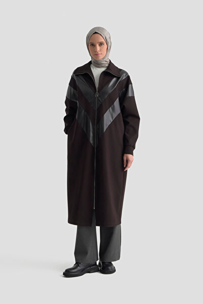 Armine Boy Zippered Leather Detailed Lycra Wear-Off Cardigan