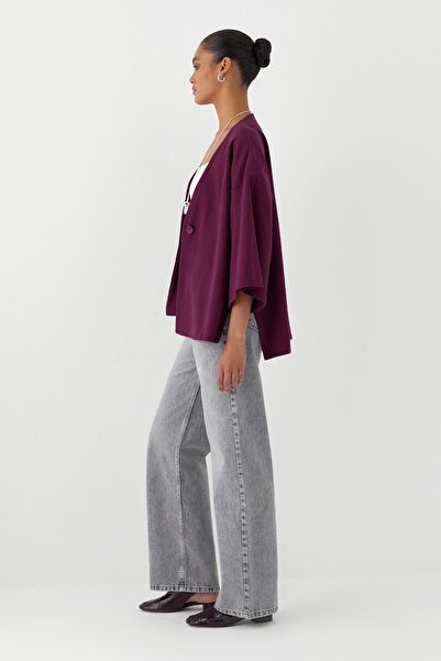 MARKALİSTE Knitwear Look Knitted Kimono Burgundy