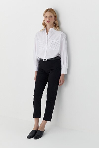 MARKALİSTE Elastic Waist Gabardine Trousers Black