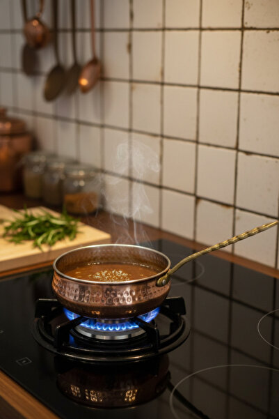 Elista Bakır Sos Tavası Yağ Kızartma Tava Sosluk Yağlık Derin Sosluk No2