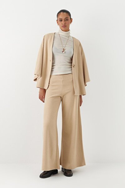 MARKALİSTE Knitwear Look Knitted Trousers Cream