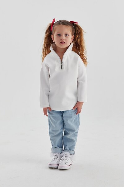 MARKALİSTE Hanorac alb pentru copii din țesătură Scuba