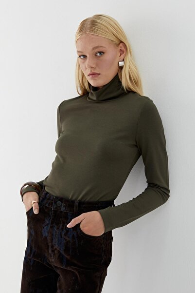 MARKALİSTE Turtleneck Long Sleeve Bodysuit Khaki